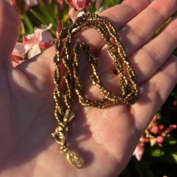 Diane Von Furstenberg DVF 2-Strand Copper Metallic Beaded NECKLACE/CHOKER - Picture 4 of 10